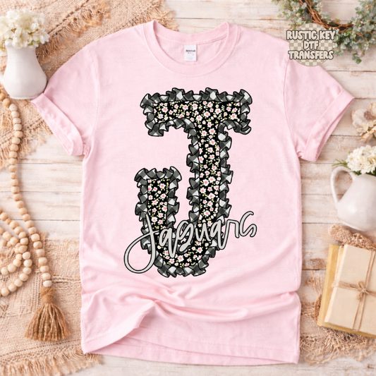 Jaguars Gingham & Ruffles Mascot DTF Transfer, Ready to Press