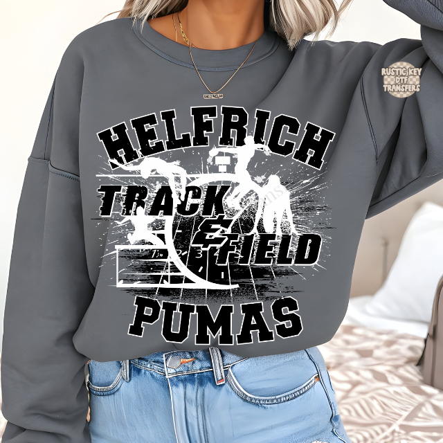 Helfrich Pumas Track & Field DTF Transfer, Ready to Press