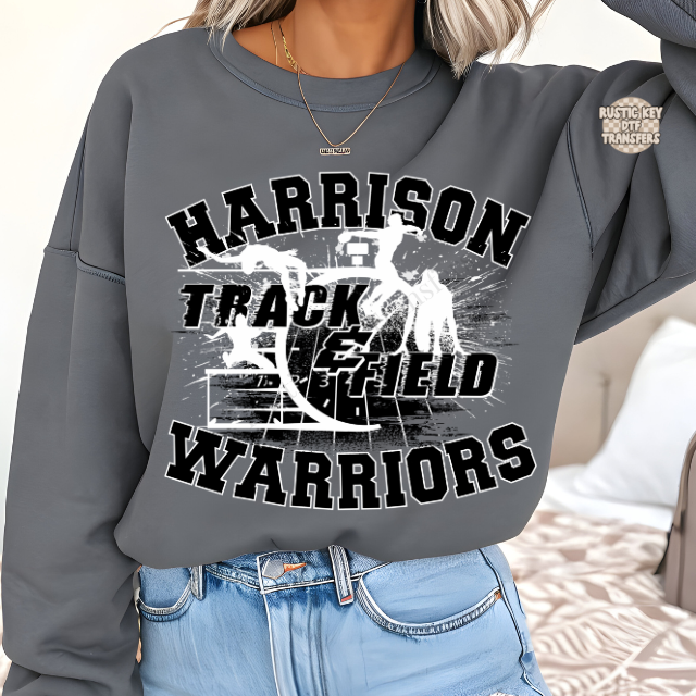 Harrison Warriors Track & Field DTF Transfer, Ready to Press