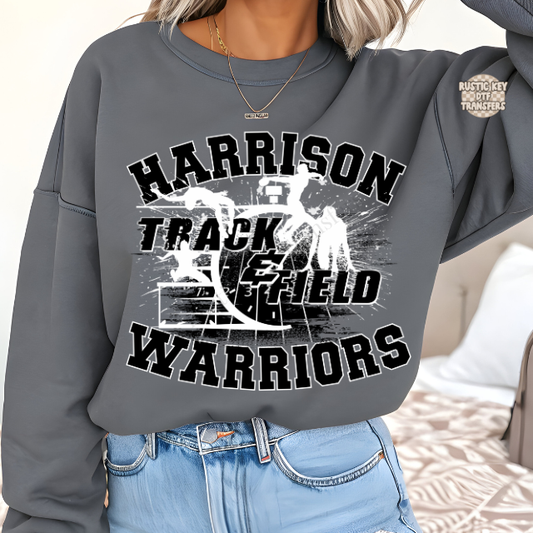 Harrison Warriors Track & Field DTF Transfer, Ready to Press