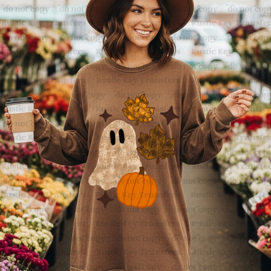 Ghost & Pumpkin DTF Transfer, Ready to Press