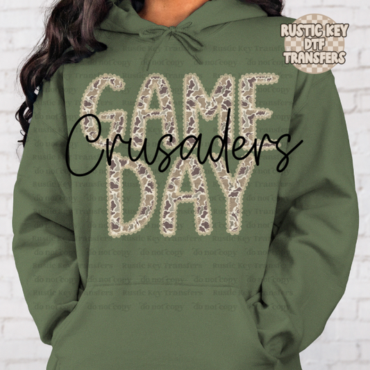 Crusaders camo lace mascot DTF TRANSFER