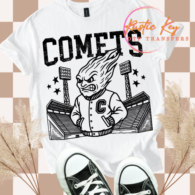 Comets Letterman mascot DTF TRANSFER