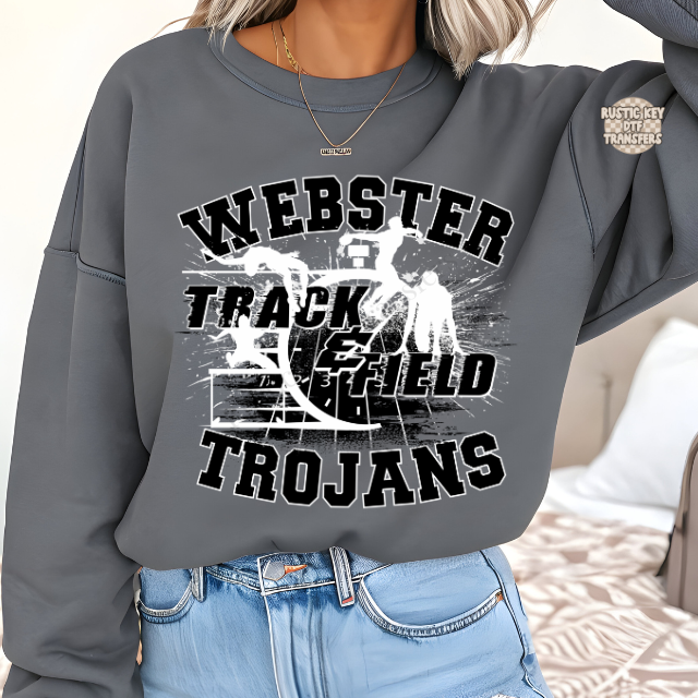 Webster Trojans Track & Field DTF Transfer, Ready to Press