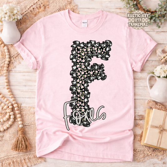 Foxes Gingham & Ruffles Mascot DTF Transfer, Ready to Press