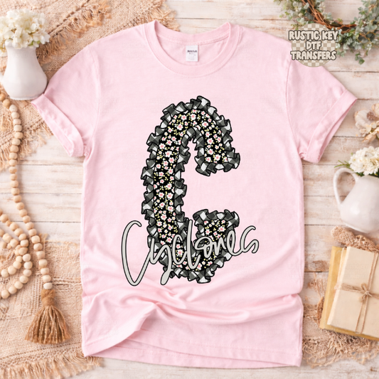 Cyclones Gingham & Ruffles Mascot DTF Transfer, Ready to Press