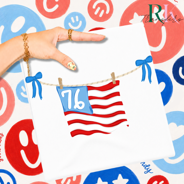 American flag DTF Transfer, Ready to Press Rustic Key Transfers