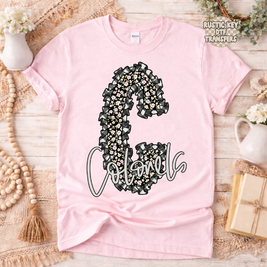 Colonels Gingham & Ruffles Mascot DTF Transfer, Ready to Press