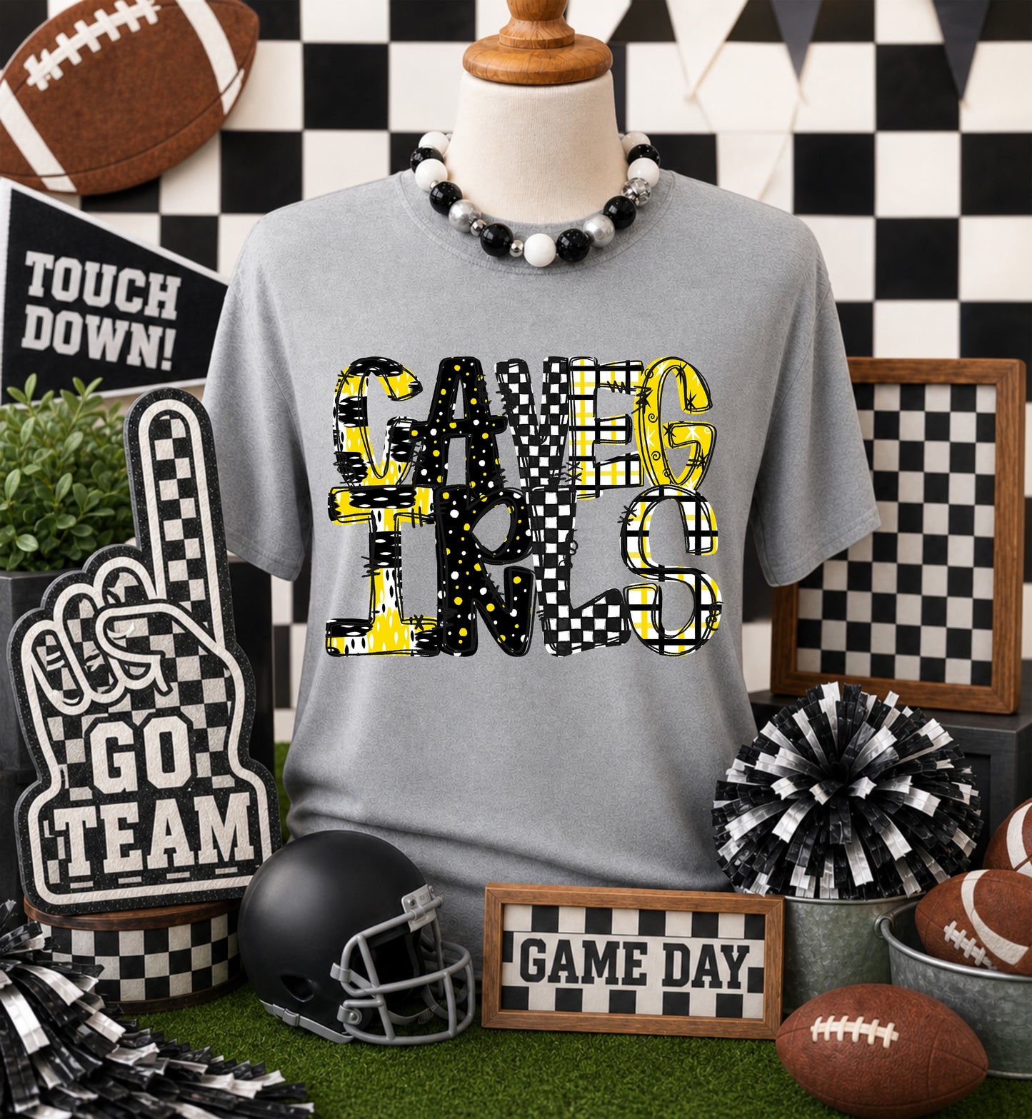 Game day yellow mascots DTF Transfer, Ready to Press Rustic Key Transfers