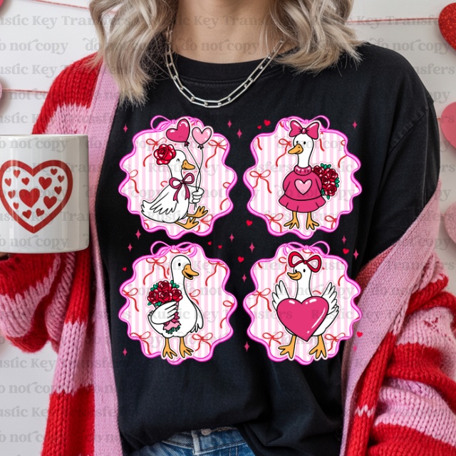 Valentine goose DTF Transfer, Ready to Press