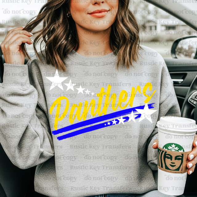 Panthers Spirit stars mascot DTF Transfer, Ready to Press