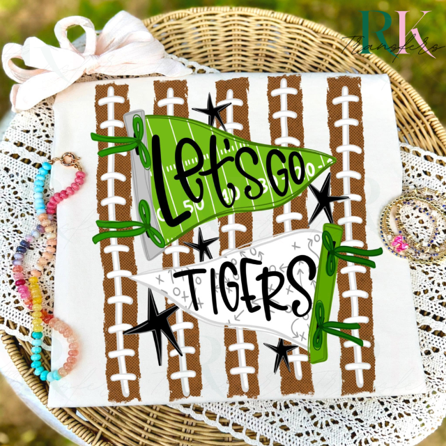 Custom Let's Go Mascot Football DTF Transfer, Ready to Press Rustic Key Transfers