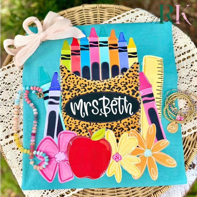 Custom Leopard Crayon Pack Nameplate DTF Transfer, Ready to Press Rustic Key Transfers