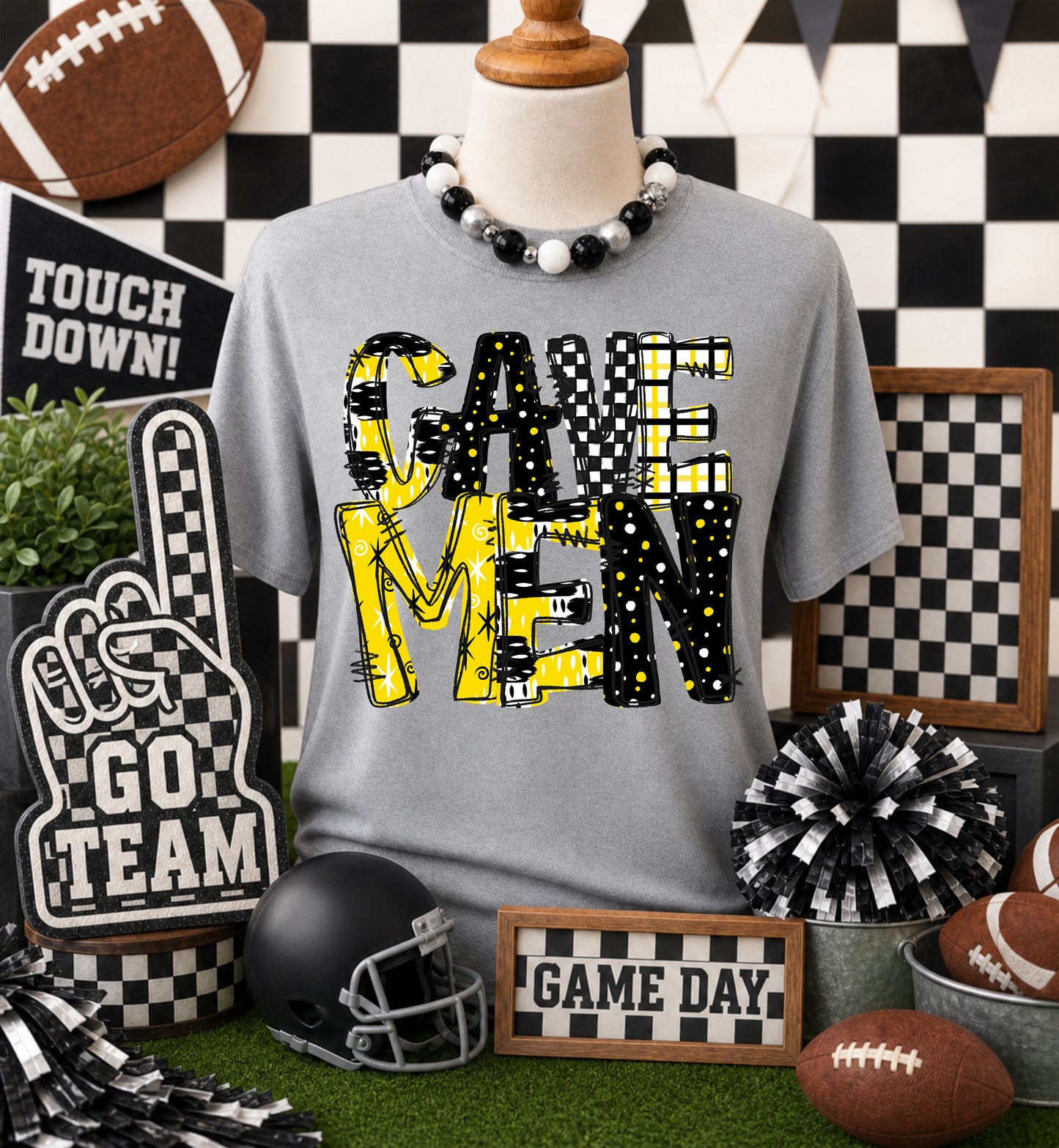 Game day yellow mascots DTF Transfer, Ready to Press Rustic Key Transfers