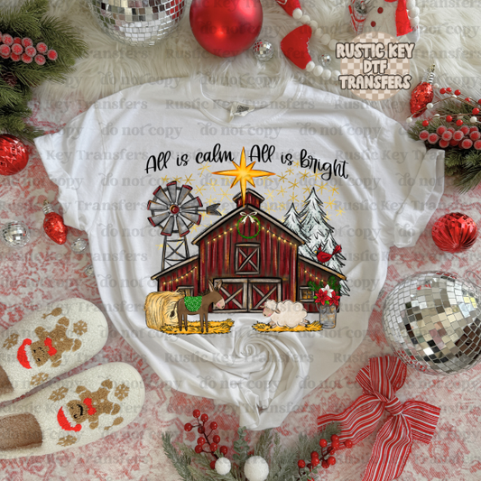 All is calm all is bright DTF Transfer, Ready to Press