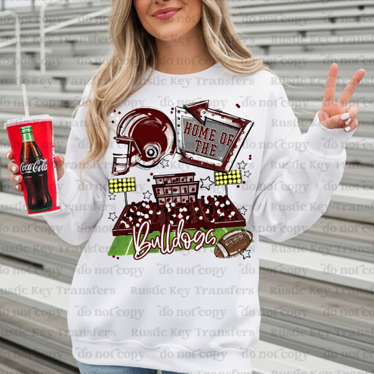 Home of the Bulldogs Football DTF Transfer, Ready to Press