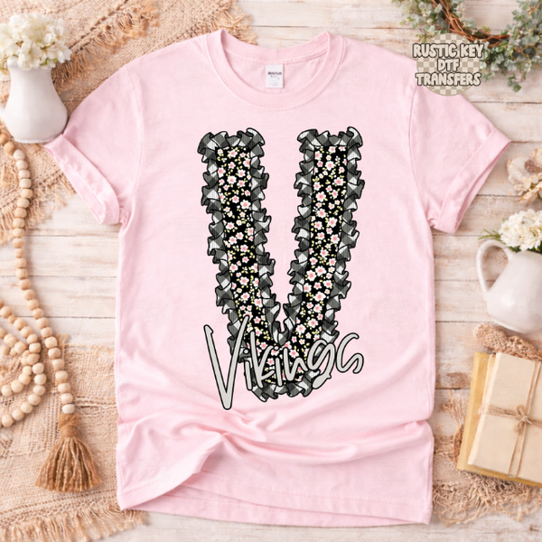 Vikings Gingham & Ruffles  DTF Transfer, Ready to Press
