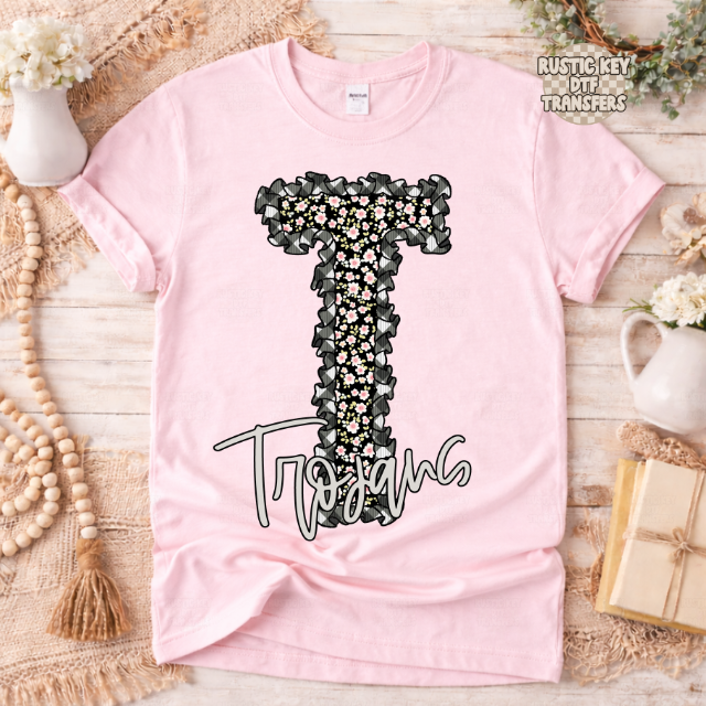 Trojans Gingham & Ruffles  DTF Transfer, Ready to Press