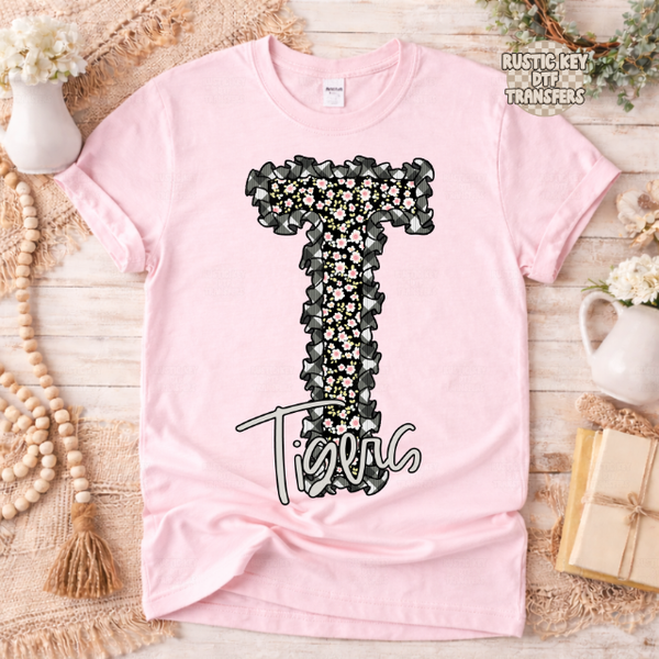 Tigers Gingham & Ruffles  DTF Transfer, Ready to Press