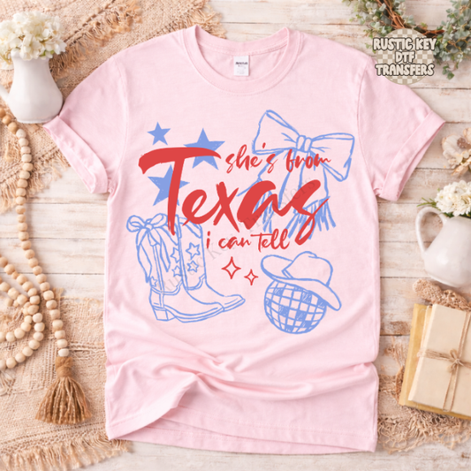 She's from Texas I can tell DTF Transfer, Ready to Press