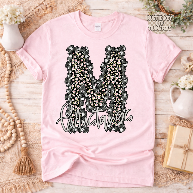 Mustangs Gingham & Ruffles Mascot DTF Transfer, Ready to Press