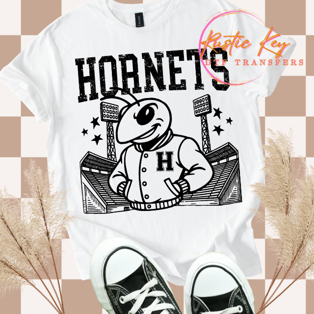 Hornets Letterman mascot DTF TRANSFER