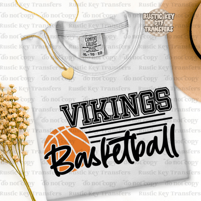 Vikings Basketball DTF Transfer, Ready to Press