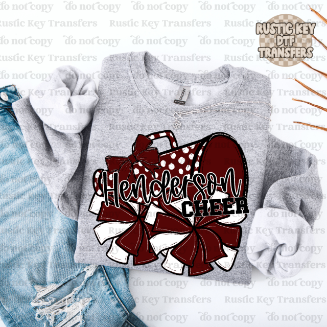 Henderson Cheer DTF Transfer, Ready to Press