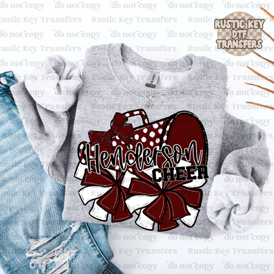 Henderson Cheer DTF Transfer, Ready to Press