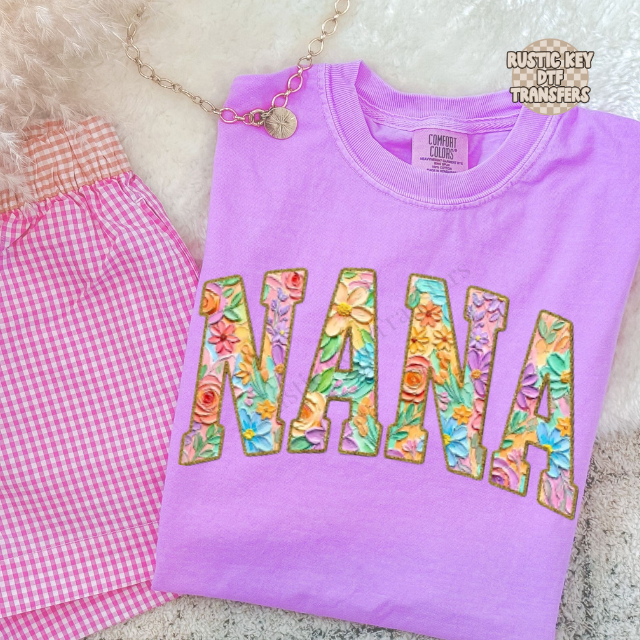 Nana painted DTF Transfer, Ready to Press
