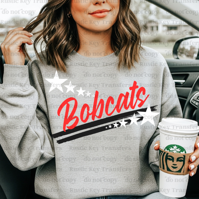 Bobcats Spirit stars mascot DTF Transfer, Ready to Press