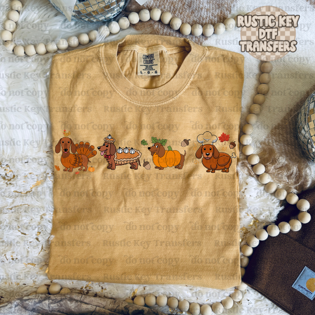 Dachshund thanksgiving DTF Transfer, Ready to Press