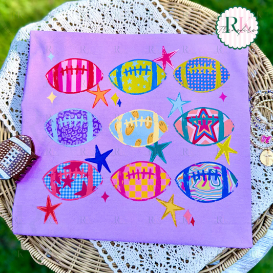 Preppy footballs DTF Transfer, Ready to Press Rustic Key Transfers