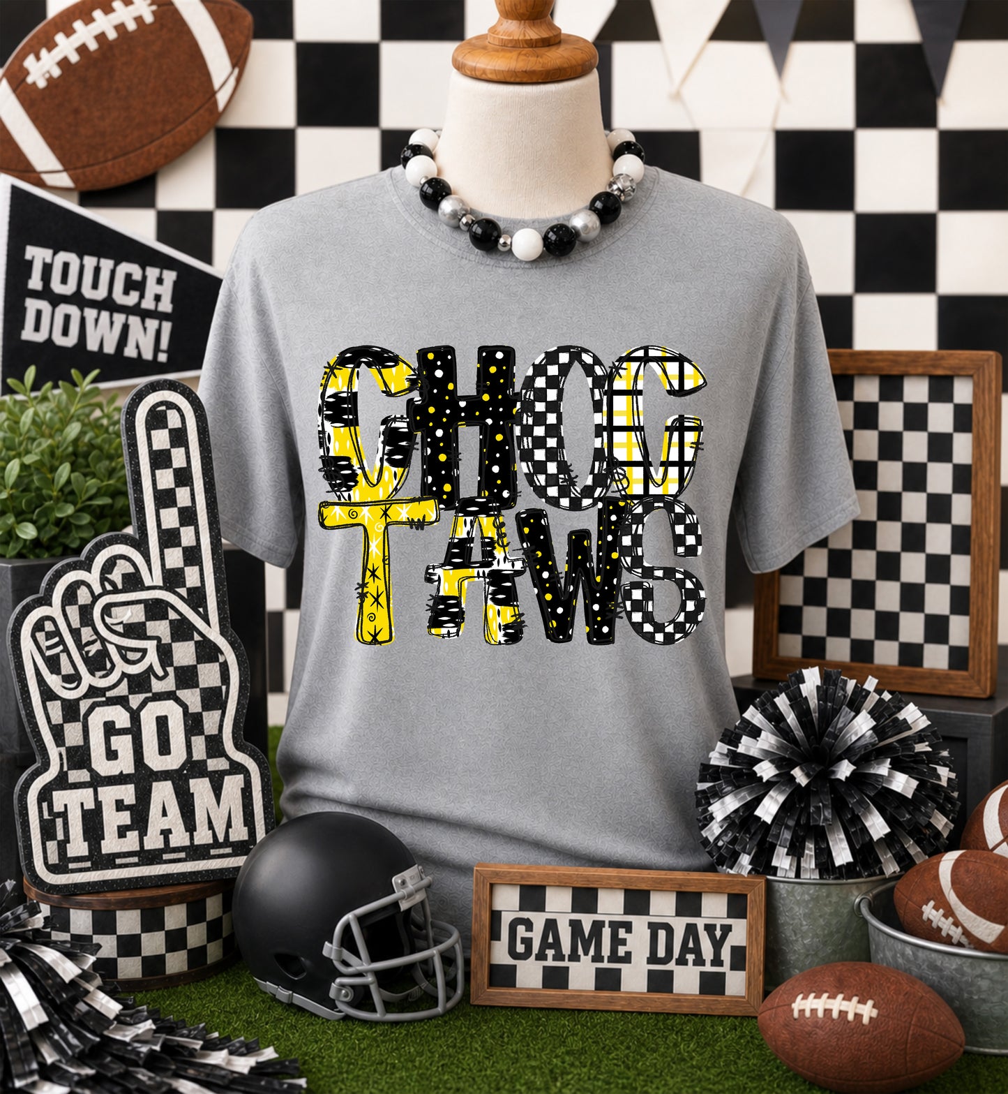 Game day yellow mascots DTF Transfer, Ready to Press Rustic Key Transfers