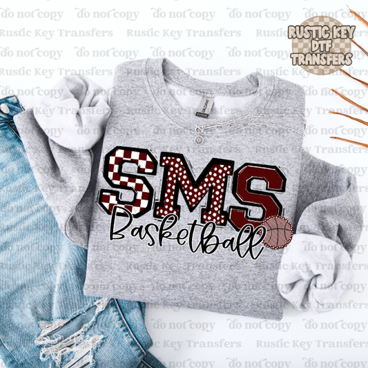 SMS Bulldogs Basketball Bow DTF Transfer, Ready to Press