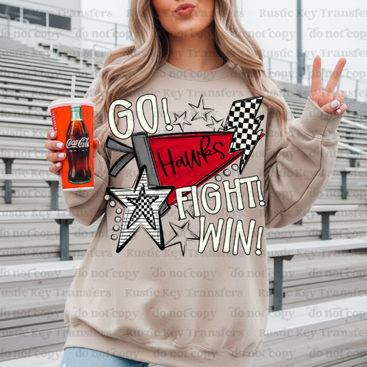 Hawks mascot pennant DTF TRANSFER