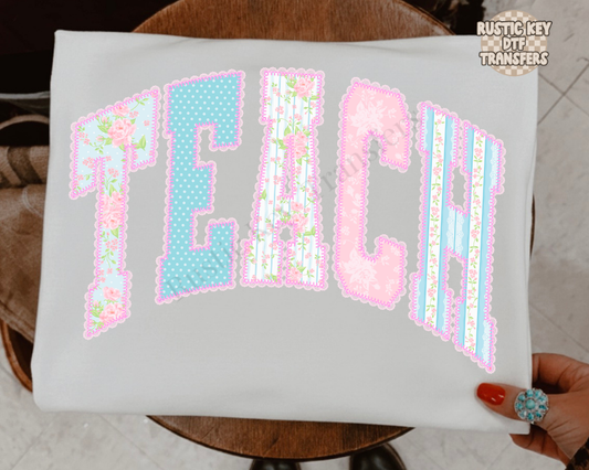 Teach floral DTF Transfer, Ready to Press