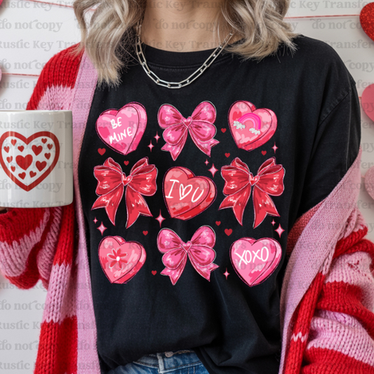 Hearts & bowa DTF Transfer, Ready to Press