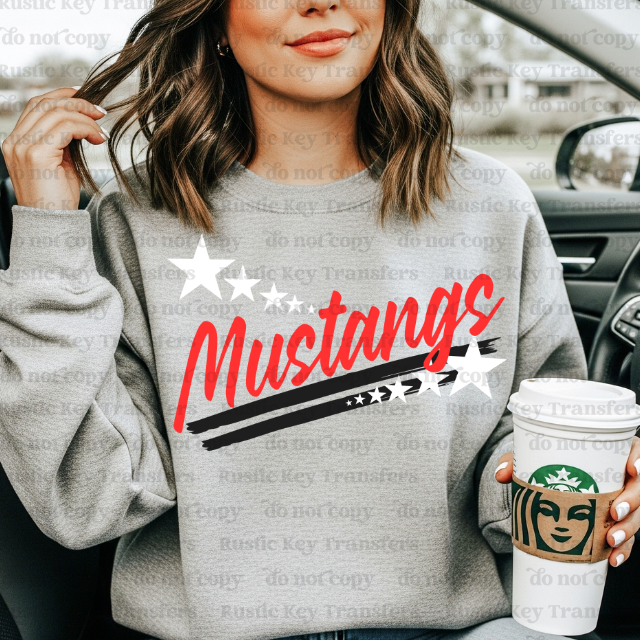 Mustangs Spirit stars mascot DTF Transfer, Ready to Press