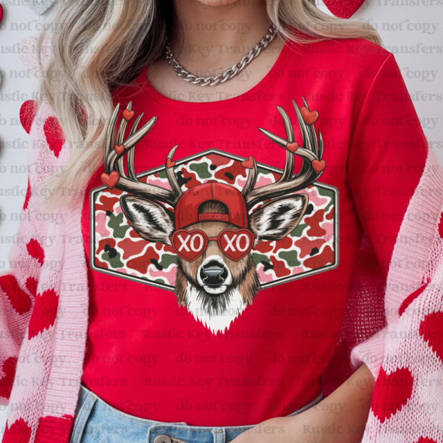 Deer head camo xoxo DTF Transfer, Ready to Press