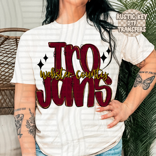 Webster county Trojans DTF Transfer, Ready to Press