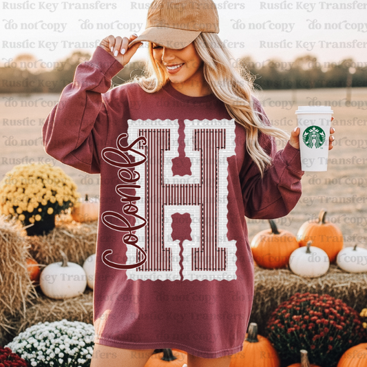 Henderson Colonels Prepster DTF Transfer, Ready to Press