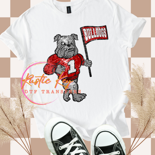 Red Bulldog Glitter DTF TRANSFER