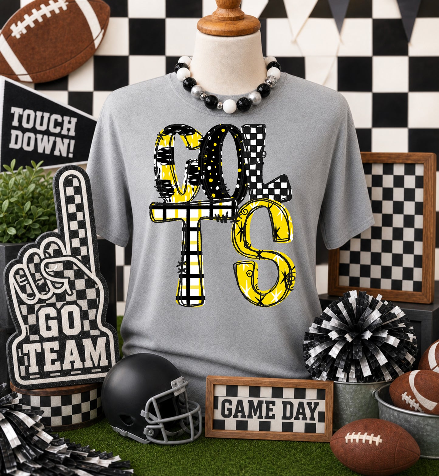 Game day yellow mascots DTF Transfer, Ready to Press Rustic Key Transfers