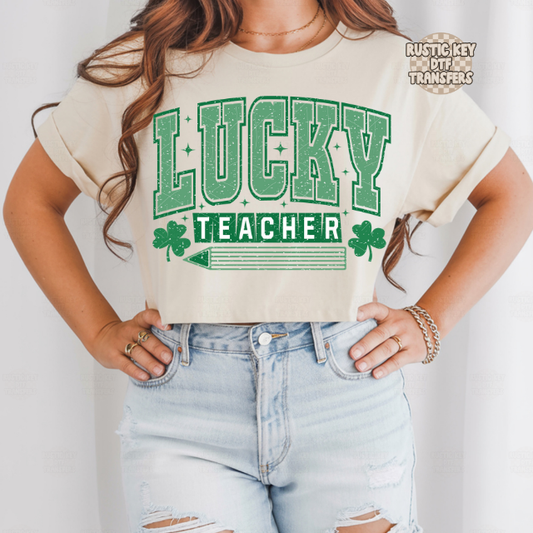 Lucky Teacher DTF Transfer, Ready to Press