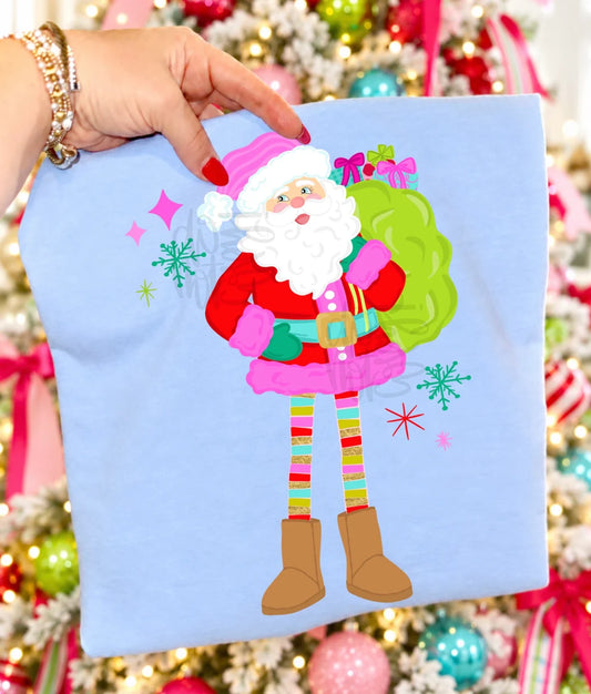 Preppy santa DTF Transfer, Ready to Press Rustic Key Transfers