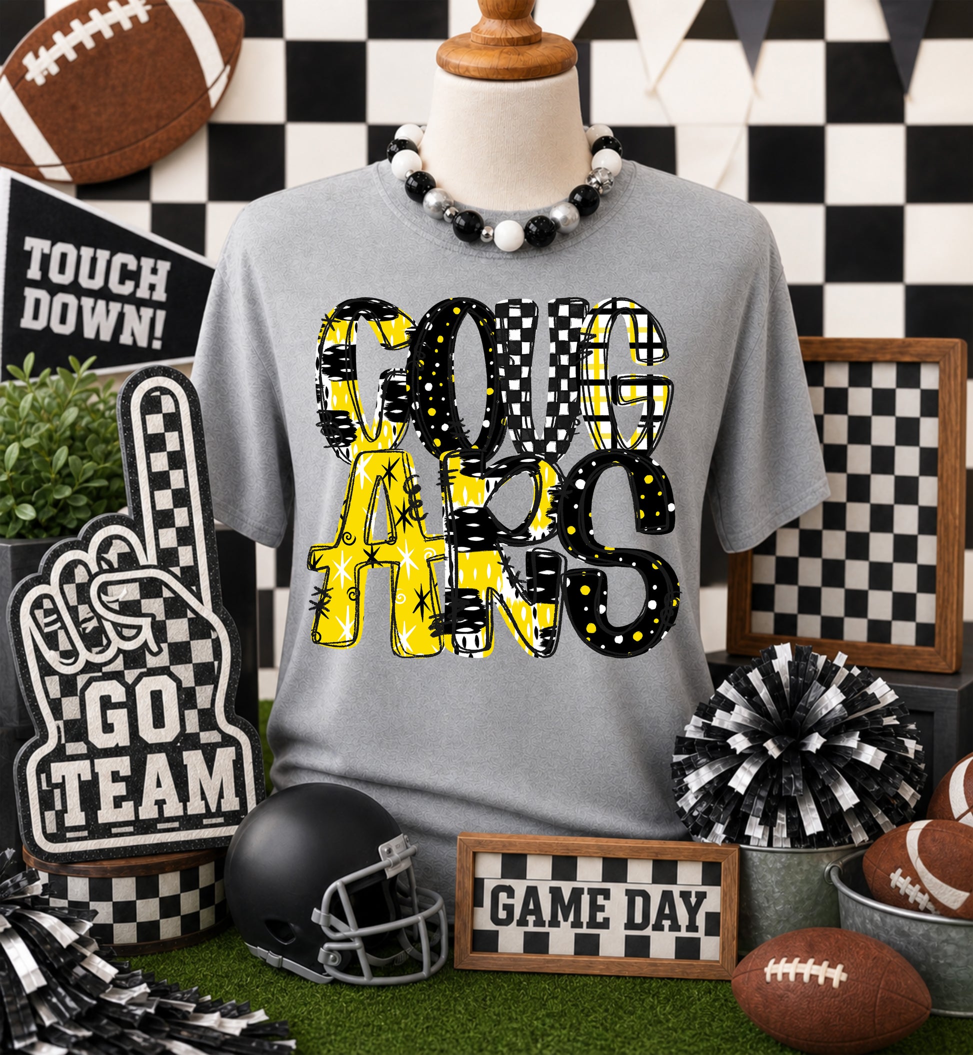 Game day yellow mascots DTF Transfer, Ready to Press Rustic Key Transfers