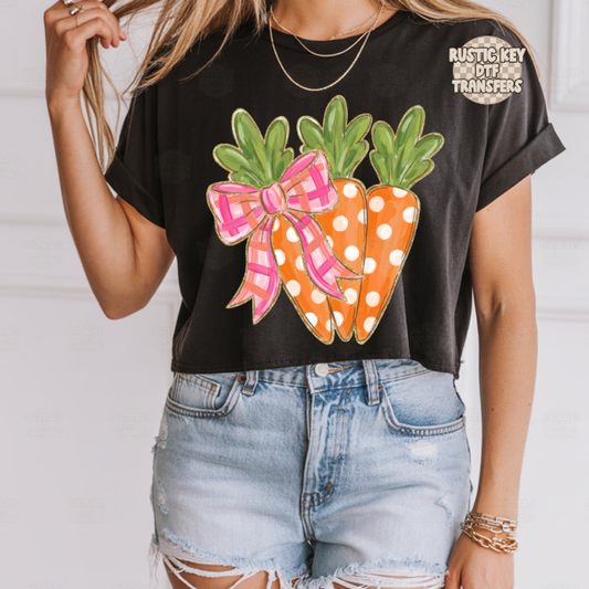 Polka dot carrots DTF Transfer, Ready to Press