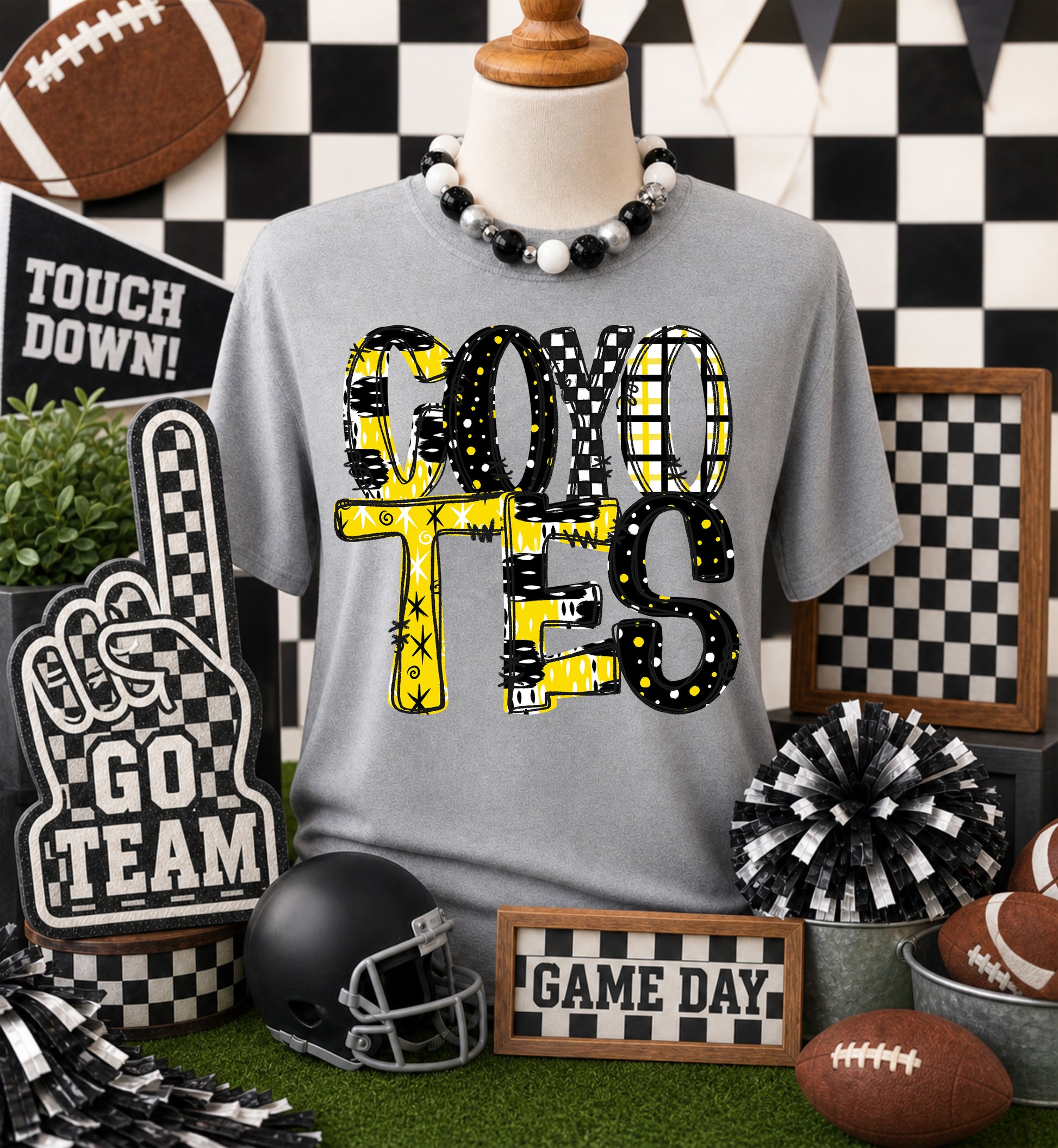 Game day yellow mascots DTF Transfer, Ready to Press Rustic Key Transfers