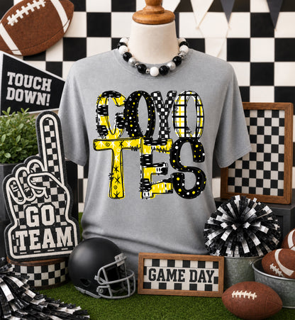 Game day yellow mascots DTF Transfer, Ready to Press Rustic Key Transfers